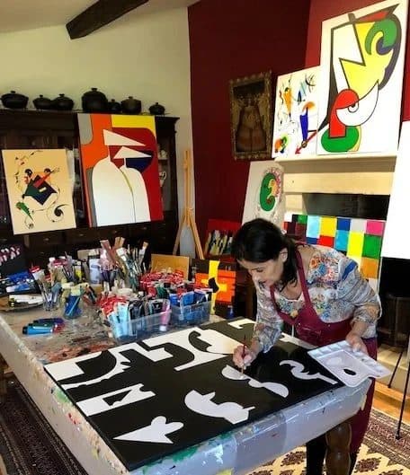 M.C. Fresnel painting in her atelier
